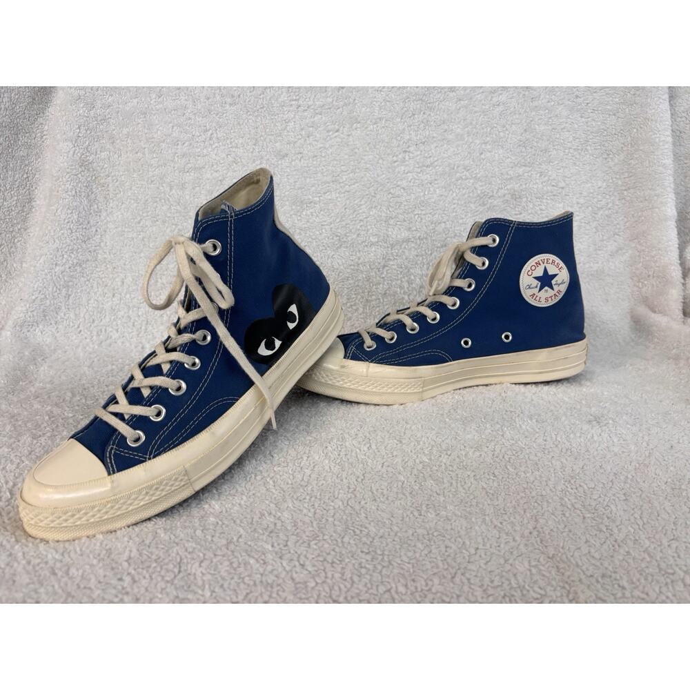 Converse x CDG PLAY Chuck 70 Hi Blue Mens Sneakers Comme des Garcons Mens 8